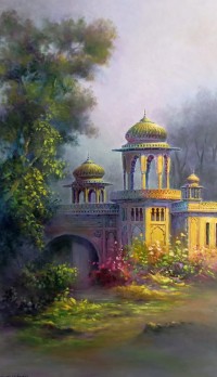 Hanif Shahzad, Hindu Gymkhana II, Karachi, 18 x 32 Inch, Oil on Canvas,  Landscape Painting, AC-HNS-113